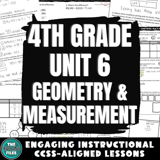 4th Grade Math Geometry and Measurement Guided Notes Unit CCSS Aligned