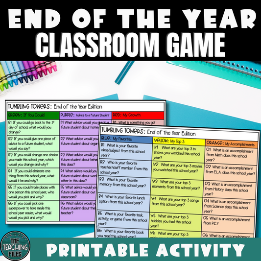 End of the Year Activity | Tumbling Towers Activity