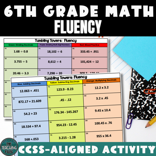6th Grade Fluency | 6th Grade Math Tumbling Towers Activity