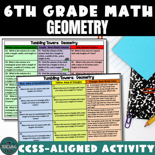6th Grade Geometry | 6th Grade Math Tumbling Towers Activity