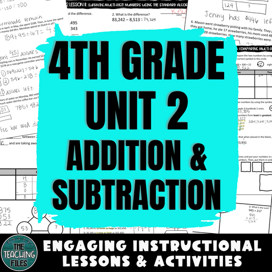 4th Grade Math Addition and Subtraction Curriculum Unit CCSS Aligned