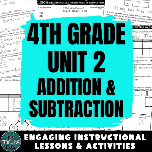 4th Grade Math Addition and Subtraction Guided Notes Unit CCSS Aligned