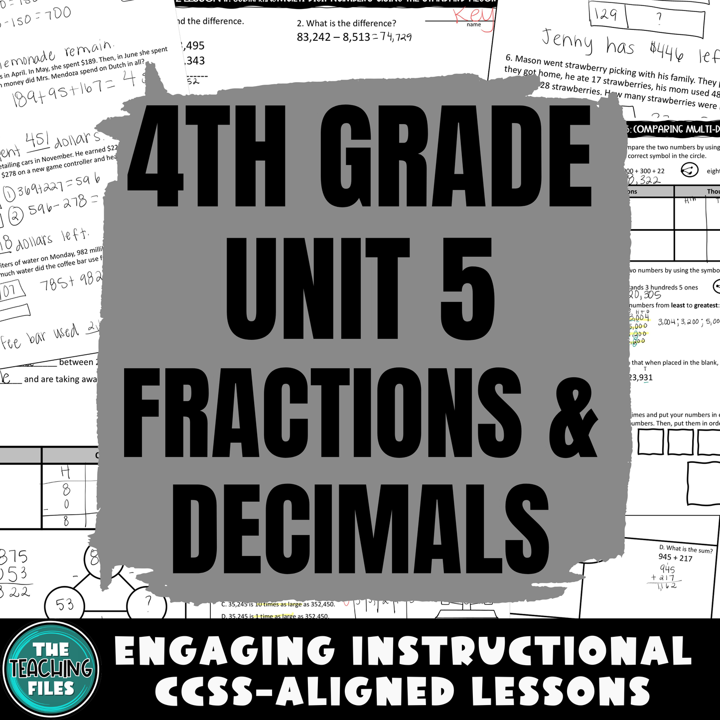 4th Grade Math Fractions and Decimals Guided Notes Unit CCSS Aligned