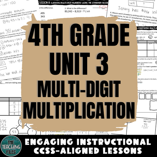 4th Grade Math Multiplication Guided Notes Unit CCSS Aligned